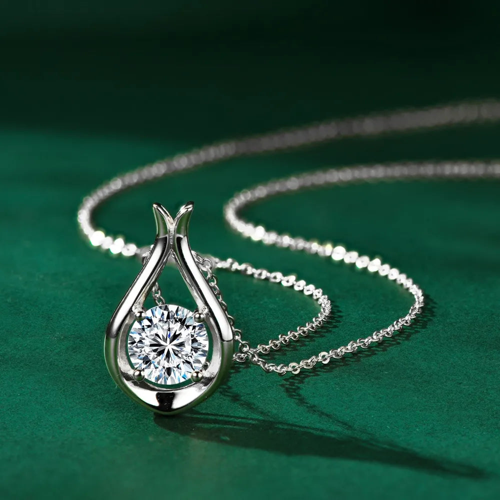2 Carat Moissanite 925 Sterling Silver Pendant Necklace